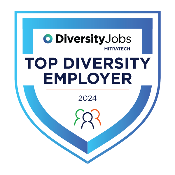 Badge-shaped graphic with text Top Diversity Employer 2024